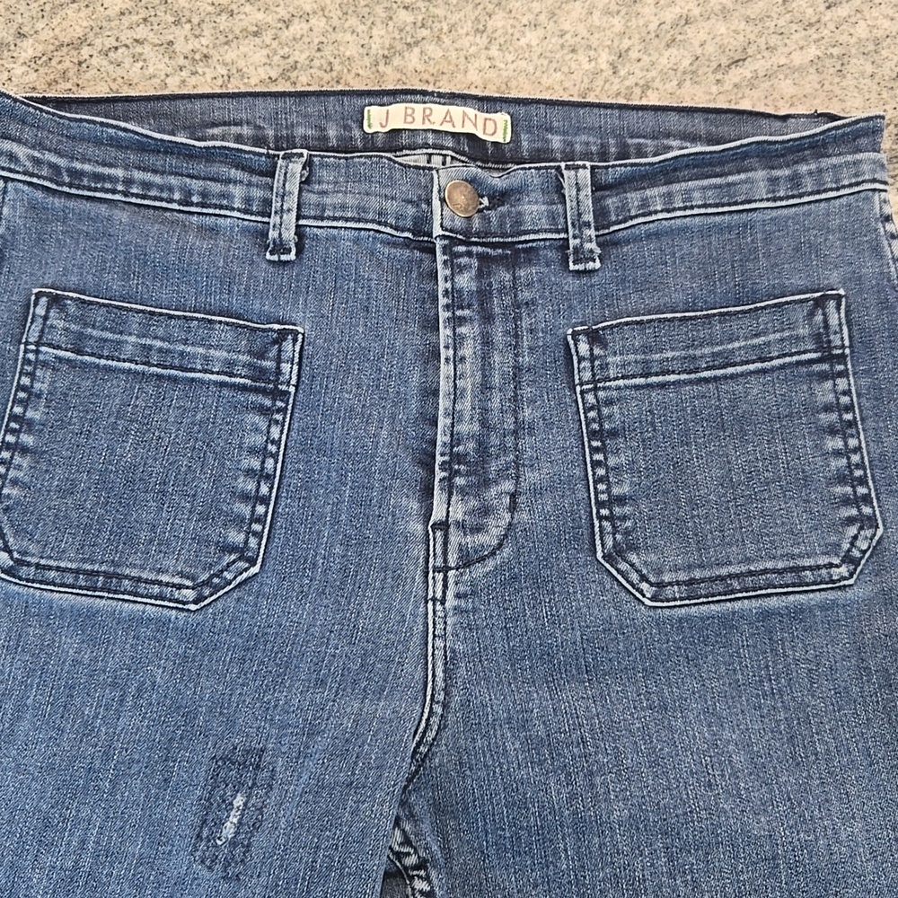 J Brand Women's 3 High-Rise Stretch Patch Pocket Flare Denim Jeans